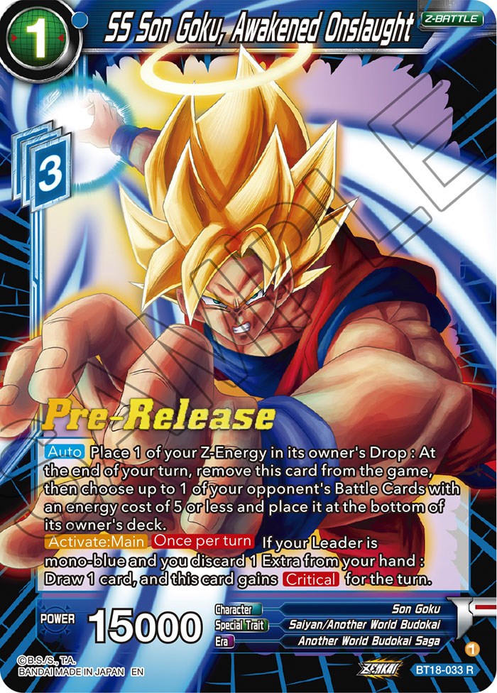 SS Son Goku, Awakened Onslaught (BT18-033) [Promociones preliminares de Dawn of the Z-Legends] 