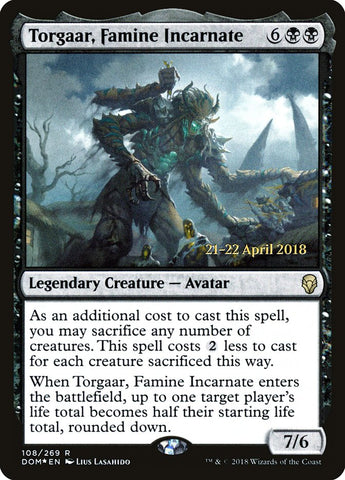 Torgaar, Famine Incarnate  (Prerelease) [Dominaria Prerelease Promos]