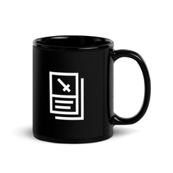 "Card Icon" (White) Black Glossy Mug