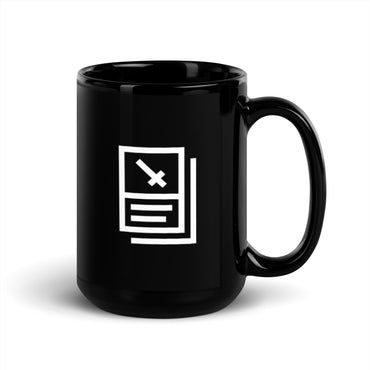 "Card Icon" (White) Black Glossy Mug