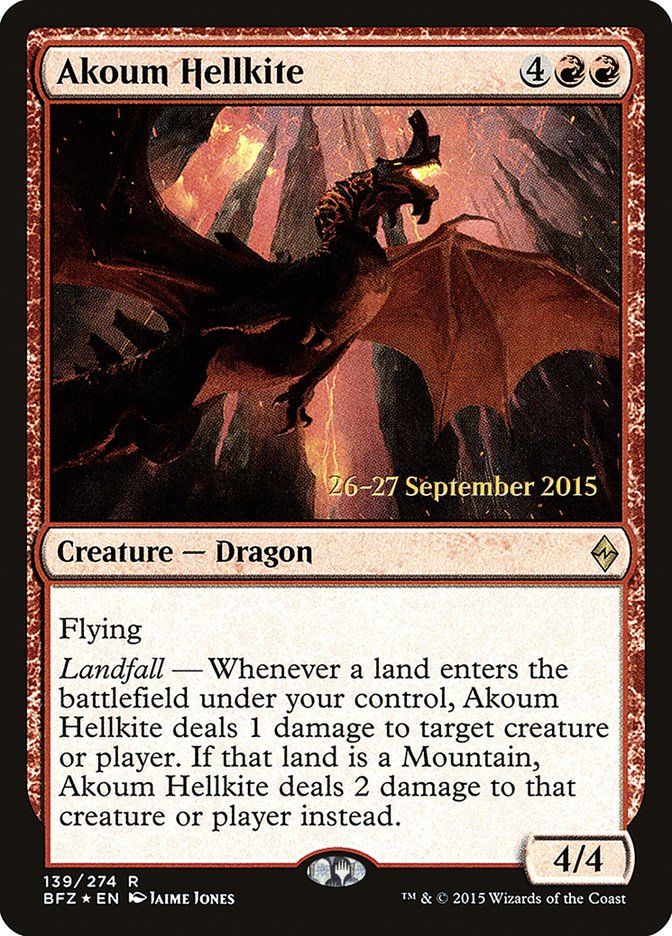 Akoum Hellkite  (Prerelease) [Battle for Zendikar Prerelease Promos]