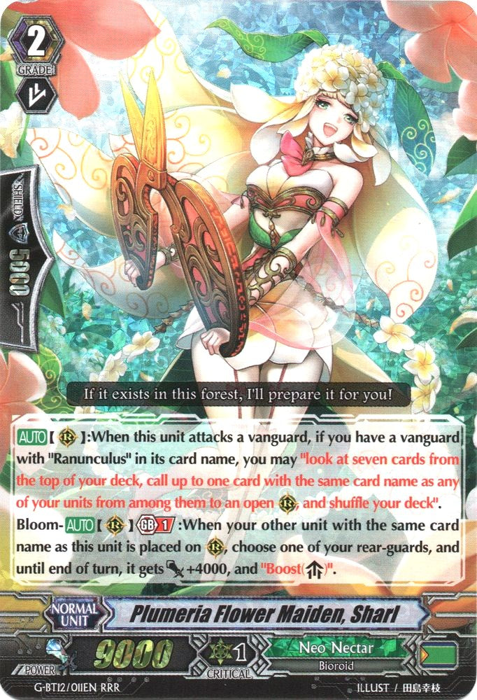 Plumeria Flower Maiden, Sharl (G-BT12/011EN) [Dragon King's Awakening]