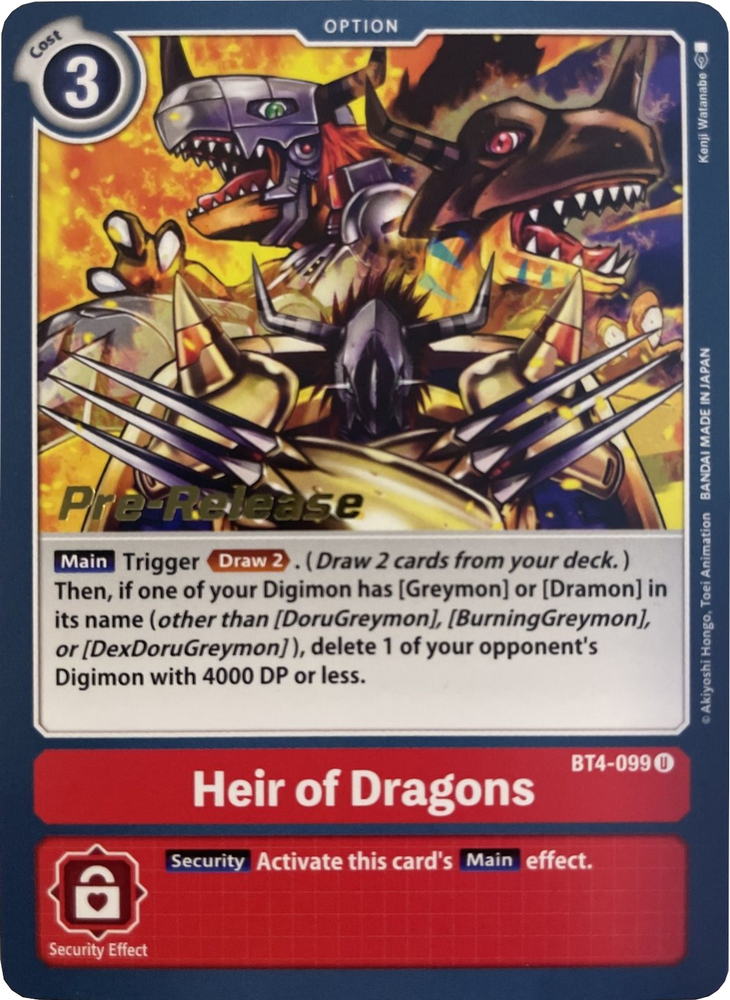 Heredero de dragones [BT4-099] [Promociones previas al lanzamiento de Great Legend] 