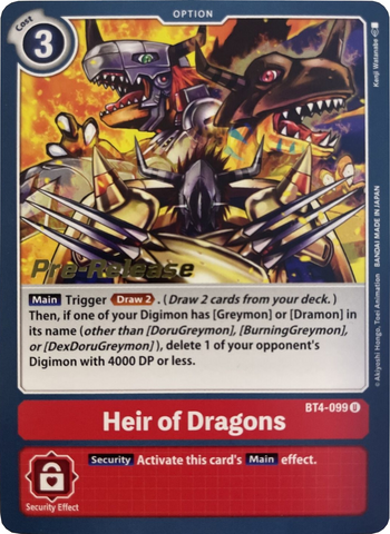 Héritier des dragons [BT4-099] [Promotions de pré-sortie Great Legend] 