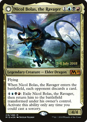 Nicol Bolas, the Ravager // Nicol Bolas, the Arisen  (Prerelease) [Core Set 2019 Prerelease Promos]