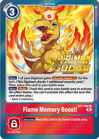 Flame Memory Boost! [BT7-092] (Judge Pack 3) [Next Adventure Promos]