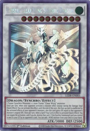 Crystal Clear Wing Synchro Dragon [LED8-EN005] Fantôme Rare 