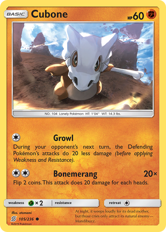 Cubone (105/236) [Sun & Moon: Unified Minds] (Glossy Misprint)