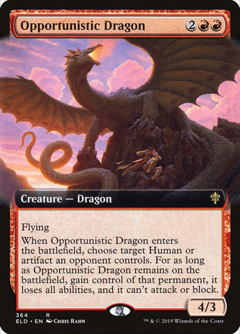 Dragón oportunista (arte ampliado) [Trono de Eldraine] 