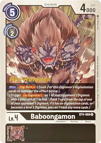 Baboongamon [BT4-068] [Promociones previas al lanzamiento de Great Legend] 