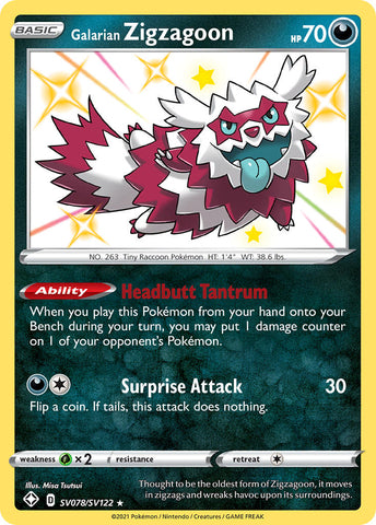 Zigzagoon de Galar (SV078/SV122) [Espada y escudo: Shining Fates] 