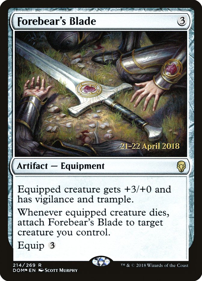 Forebear's Blade  (Prerelease) [Dominaria Prerelease Promos]