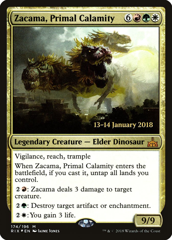 Zacama, Primal Calamity (Avant-première) [Rivals of Ixalan Prerelease Promos] 