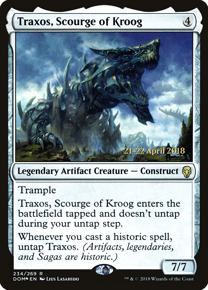 Traxos, Scourge of Kroog  (Prerelease) [Dominaria Prerelease Promos]