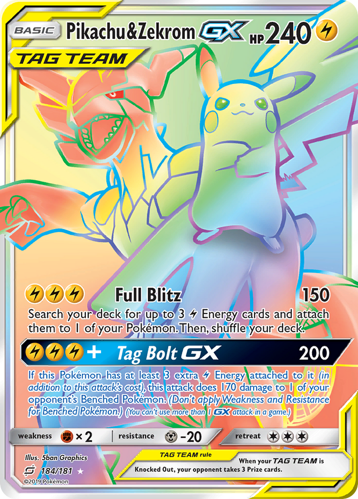 Pikachu &amp; Zekrom GX (184/181) [Soleil et Lune : Faites équipe] 