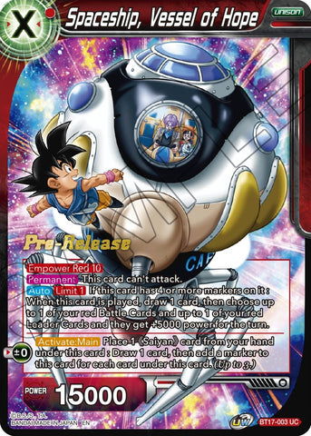 Spaceship, Vessel of Hope (BT17-003) [Ultimate Squad Prerelease Promos]